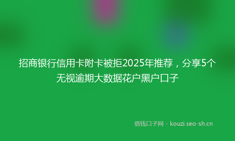招商银行信用卡附卡被拒2025年推荐，分享5个无视逾期大数据花户黑户口子