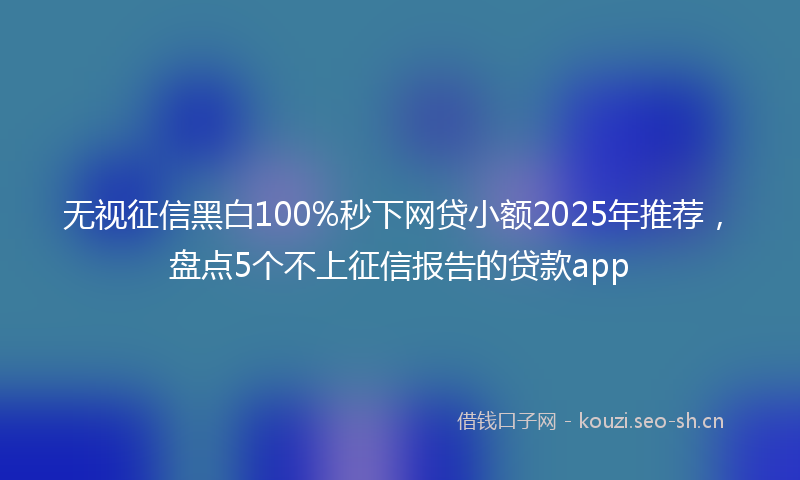 无视征信黑白100%秒下网贷小额2025年推荐，盘点5个不上征信报告的贷款app