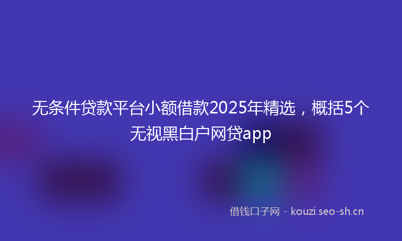无条件贷款平台小额借款2025年精选，概括5个无视黑白户网贷app