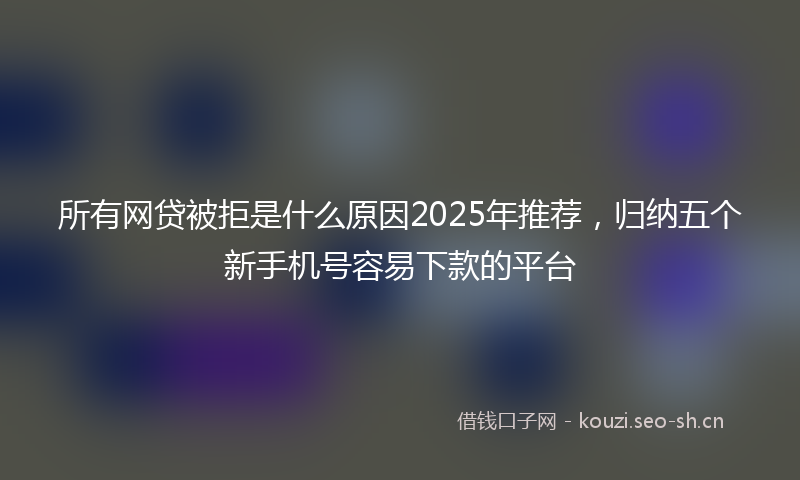 所有网贷被拒是什么原因2025年推荐，归纳五个新手机号容易下款的平台