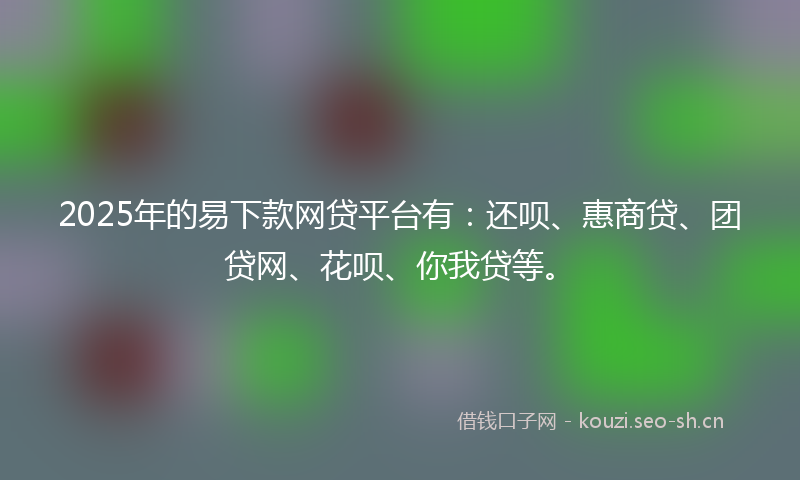 2025年的易下款网贷平台有：还呗、惠商贷、团贷网、花呗、你我贷等。