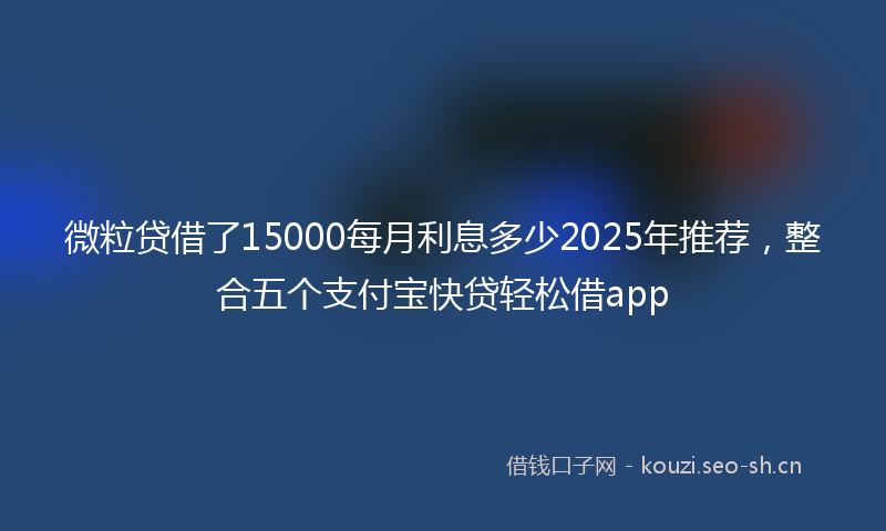 微粒贷借了15000每月利息多少2025年推荐，整合五个支付宝快贷轻松借app