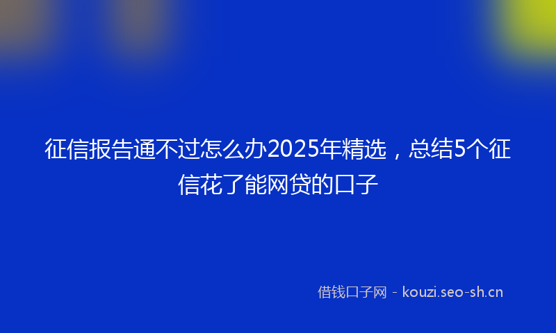 征信报告通不过怎么办2025年精选，总结5个征信花了能网贷的口子