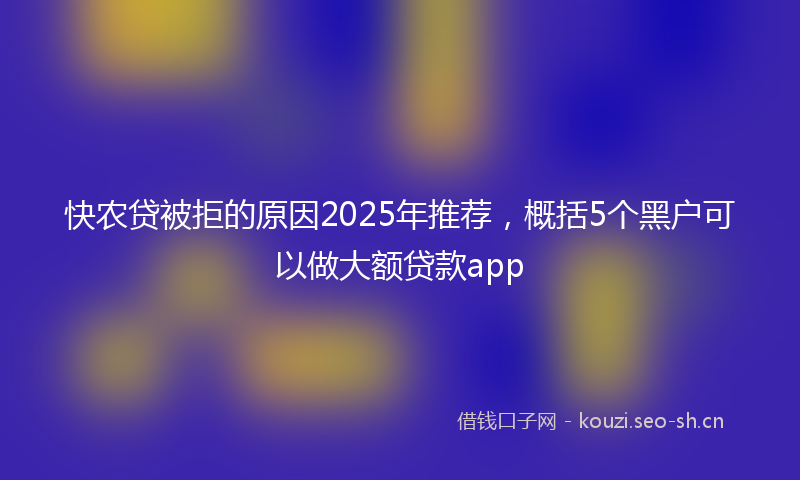 快农贷被拒的原因2025年推荐，概括5个黑户可以做大额贷款app
