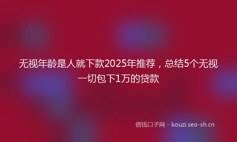 无视年龄是人就下款2025年推荐，总结5个无视一切包下1万的贷款