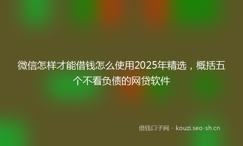 微信怎样才能借钱怎么使用2025年精选，概括五个不看负债的网贷软件