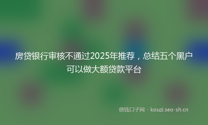 房贷银行审核不通过2025年推荐，总结五个黑户可以做大额贷款平台