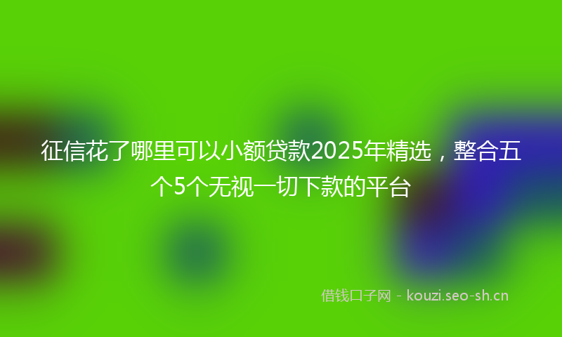 征信花了哪里可以小额贷款2025年精选，整合五个5个无视一切下款的平台