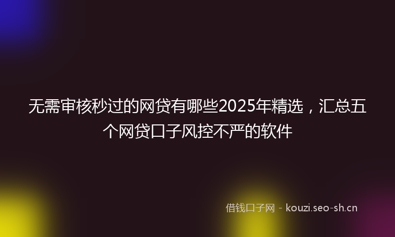 无需审核秒过的网贷有哪些2025年精选，汇总五个网贷口子风控不严的软件