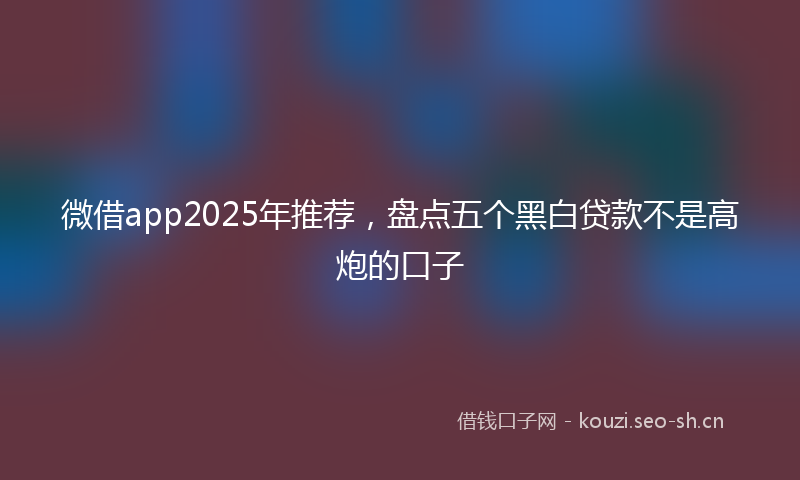 微借app2025年推荐，盘点五个黑白贷款不是高炮的口子