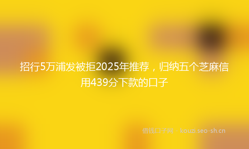 招行5万浦发被拒2025年推荐，归纳五个芝麻信用439分下款的口子