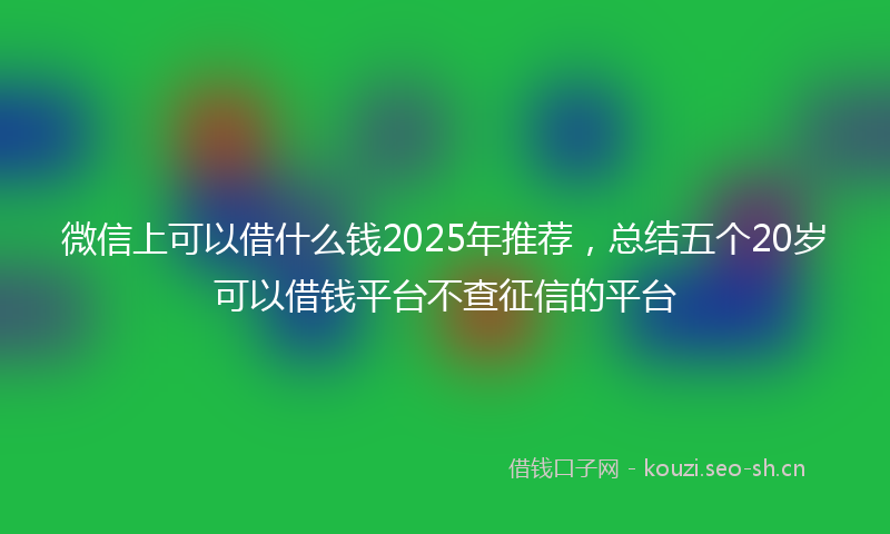 微信上可以借什么钱2025年推荐，总结五个20岁可以借钱平台不查征信的平台