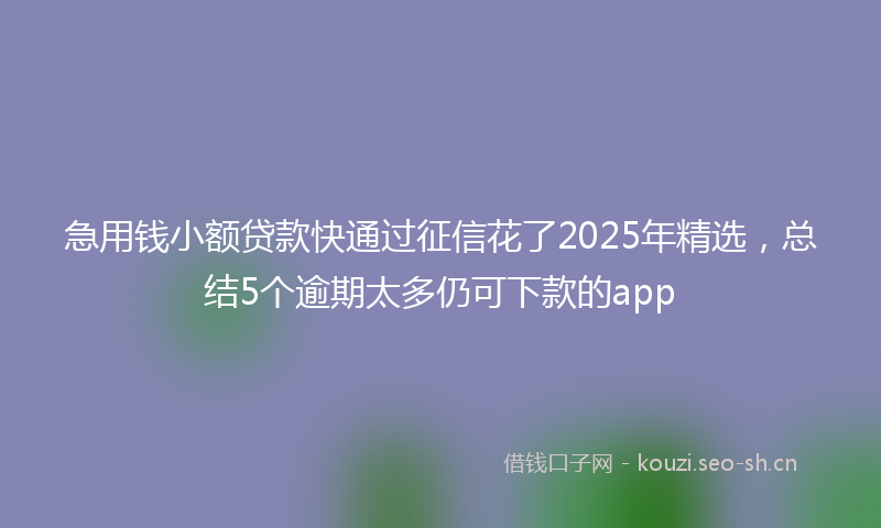 急用钱小额贷款快通过征信花了2025年精选，总结5个逾期太多仍可下款的app