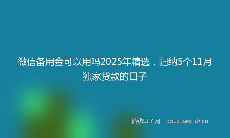 微信备用金可以用吗2025年精选，归纳5个11月独家贷款的口子