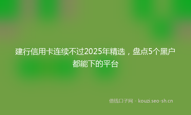 建行信用卡连续不过2025年精选，盘点5个黑户都能下的平台