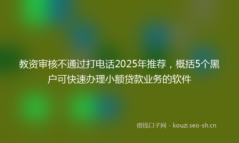 教资审核不通过打电话2025年推荐，概括5个黑户可快速办理小额贷款业务的软件