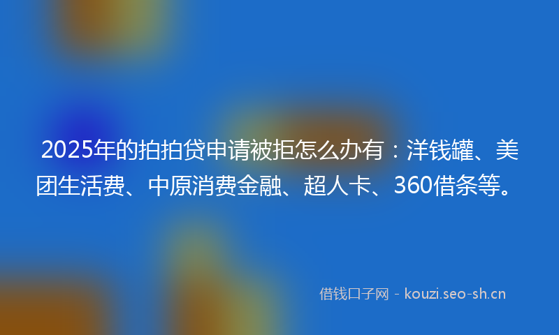 2025年的拍拍贷申请被拒怎么办有:洋钱罐、美团生活费、中原消费金融、超人卡、360借条等。