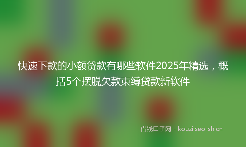 快速下款的小额贷款有哪些软件2025年精选，概括5个摆脱欠款束缚贷款新软件