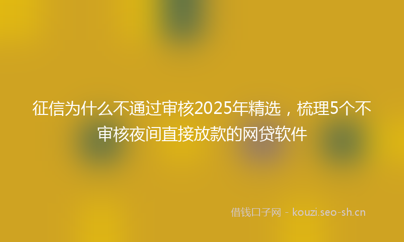 征信为什么不通过审核2025年精选，梳理5个不审核夜间直接放款的网贷软件