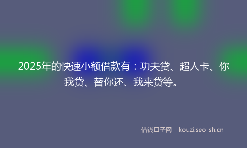 2025年的快速小额借款有：功夫贷、超人卡、你我贷、替你还、我来贷等。