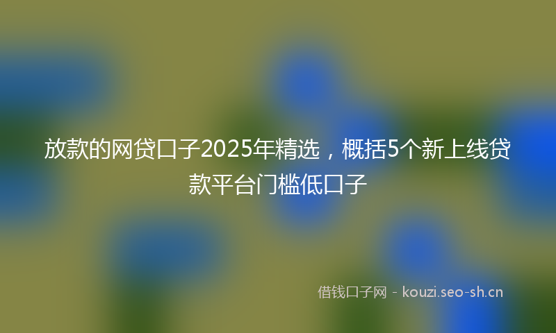 放款的网贷口子2025年精选，概括5个新上线贷款平台门槛低口子