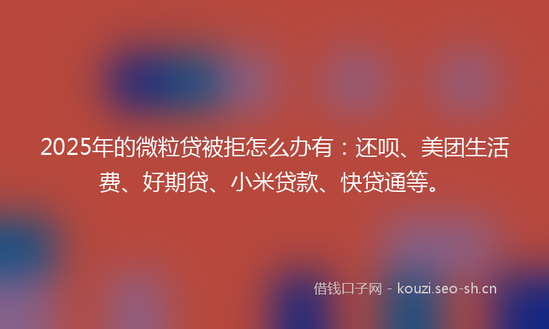 2025年的微粒贷被拒怎么办有：还呗、美团生活费、好期贷、小米贷款、快贷通等。