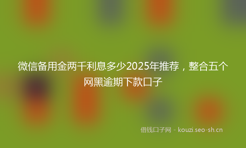 微信备用金两千利息多少2025年推荐，整合五个网黑逾期下款口子