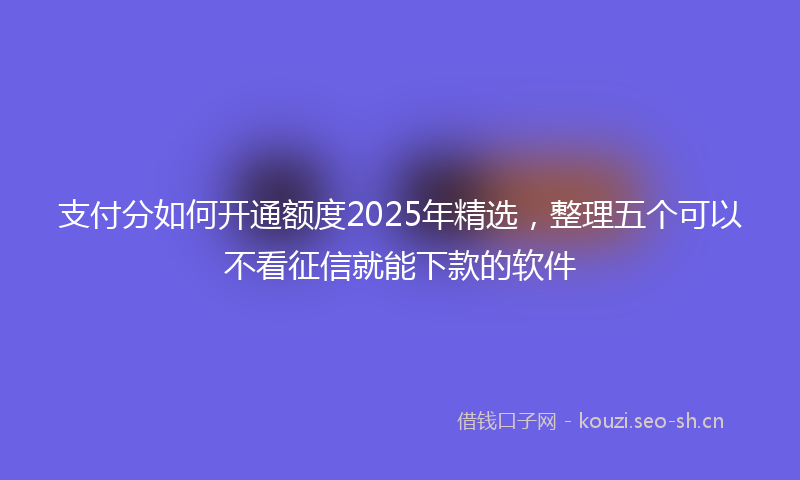 支付分如何开通额度2025年精选，整理五个可以不看征信就能下款的软件