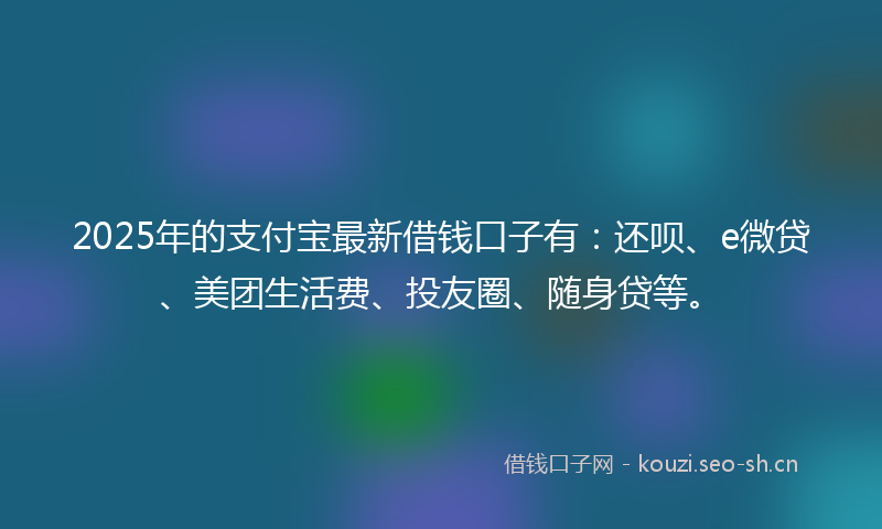 2025年的支付宝最新借钱口子有：还呗、e微贷、美团生活费、投友圈、随身贷等。