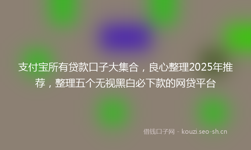 支付宝所有贷款口子大集合，良心整理2025年推荐，整理五个无视黑白必下款的网贷平台