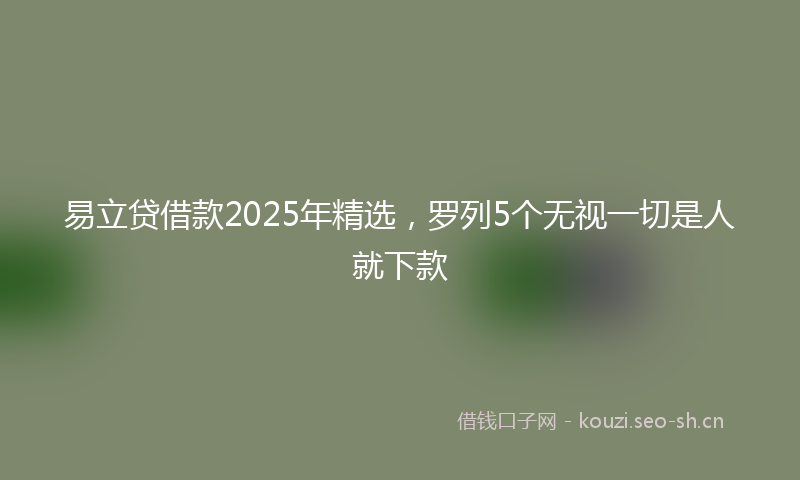 易立贷借款2025年精选，罗列5个无视一切是人就下款