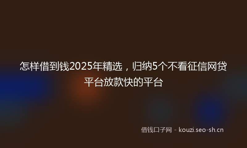 怎样借到钱2025年精选，归纳5个不看征信网贷平台放款快的平台