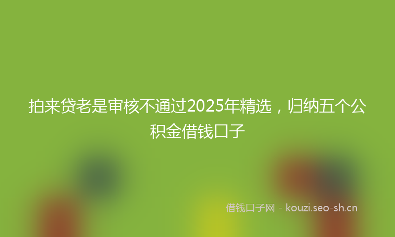 拍来贷老是审核不通过2025年精选，归纳五个公积金借钱口子