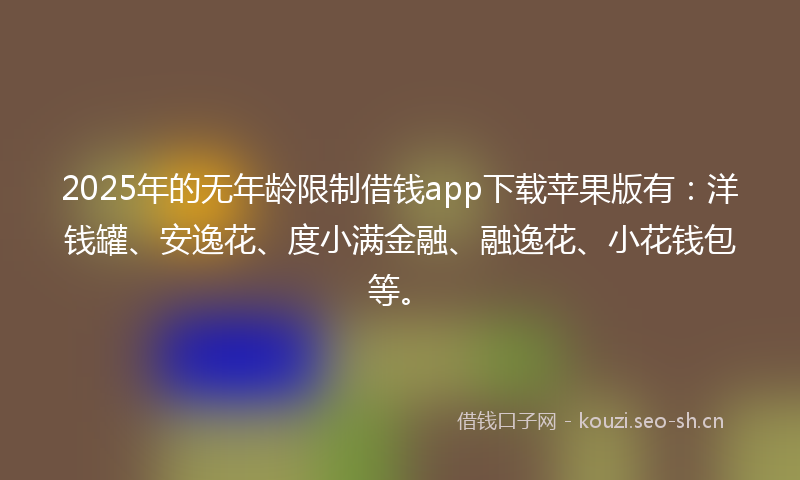 2025年的无年龄限制借钱app下载苹果版有：洋钱罐、安逸花、度小满金融、融逸花、小花钱包等。