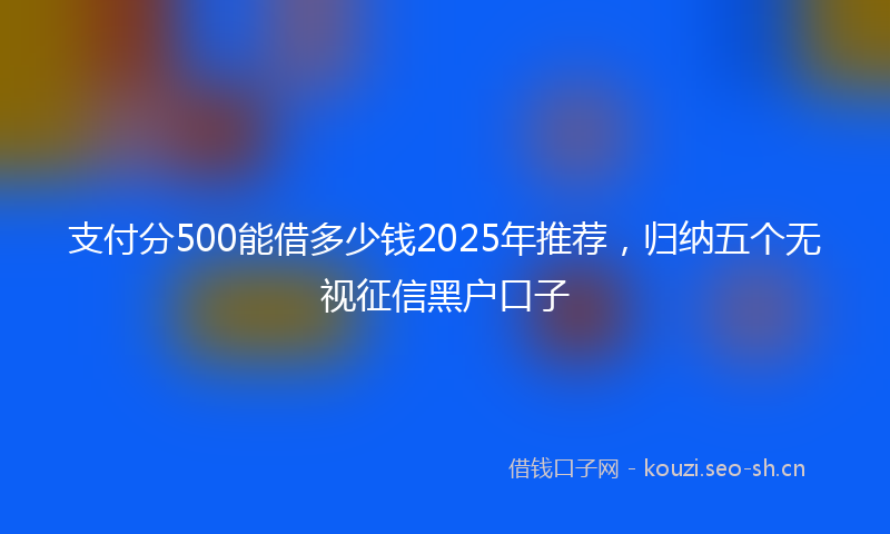 支付分500能借多少钱2025年推荐，归纳五个无视征信黑户口子