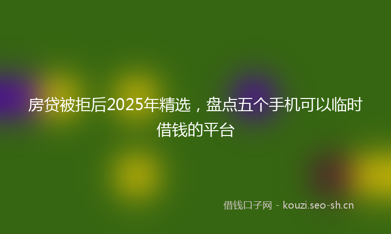 房贷被拒后2025年精选，盘点五个手机可以临时借钱的平台