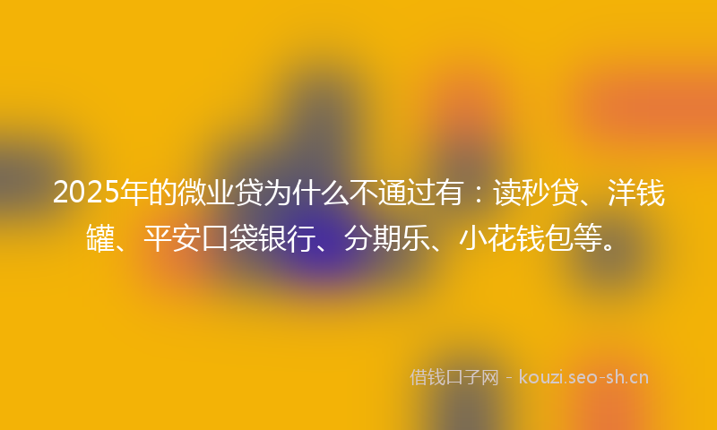 2025年的微业贷为什么不通过有：读秒贷、洋钱罐、平安口袋银行、分期乐、小花钱包等。