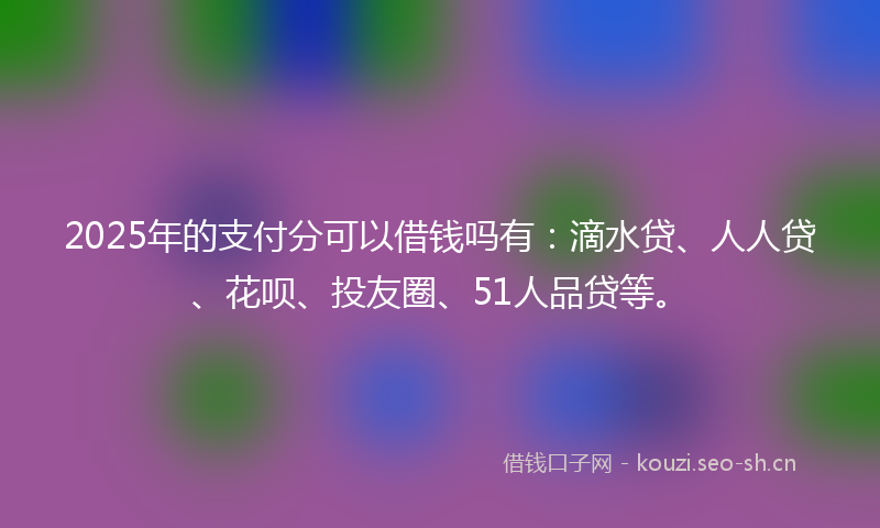 2025年的支付分可以借钱吗有：滴水贷、人人贷、花呗、投友圈、51人品贷等。