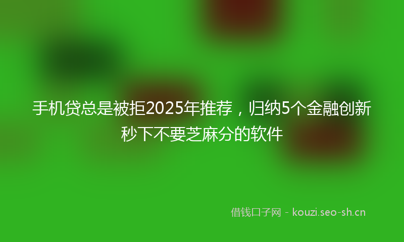 手机贷总是被拒2025年推荐，归纳5个金融创新秒下不要芝麻分的软件