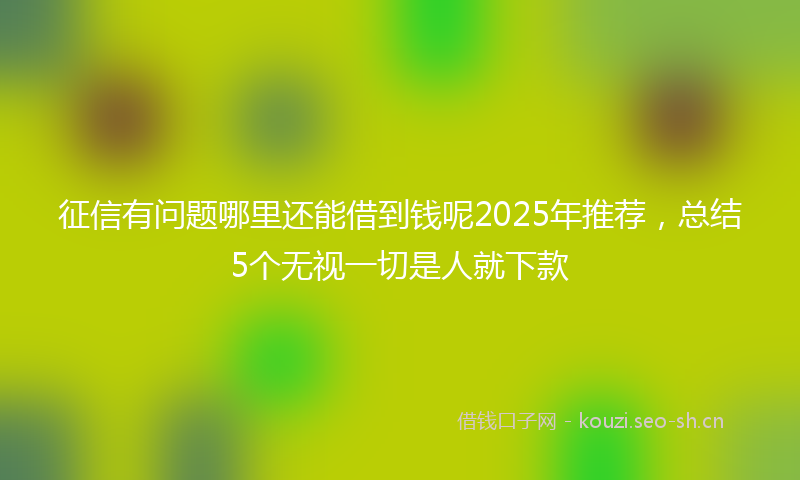 征信有问题哪里还能借到钱呢2025年推荐，总结5个无视一切是人就下款