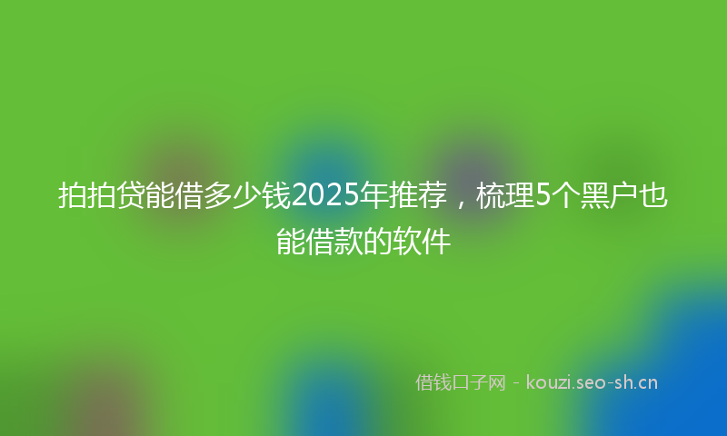 拍拍贷能借多少钱2025年推荐，梳理5个黑户也能借款的软件