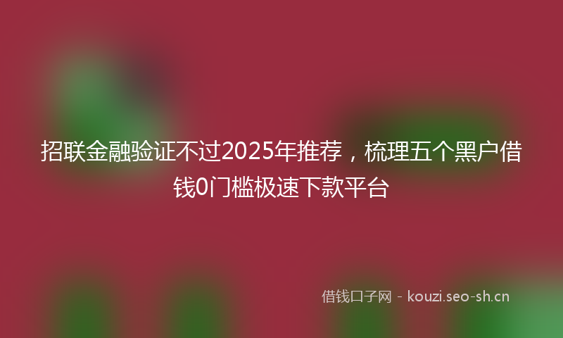 招联金融验证不过2025年推荐，梳理五个黑户借钱0门槛极速下款平台