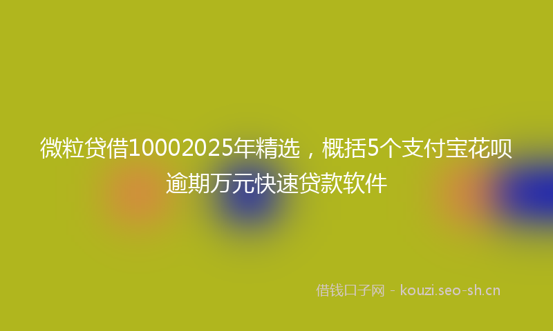微粒贷借10002025年精选，概括5个支付宝花呗逾期万元快速贷款软件