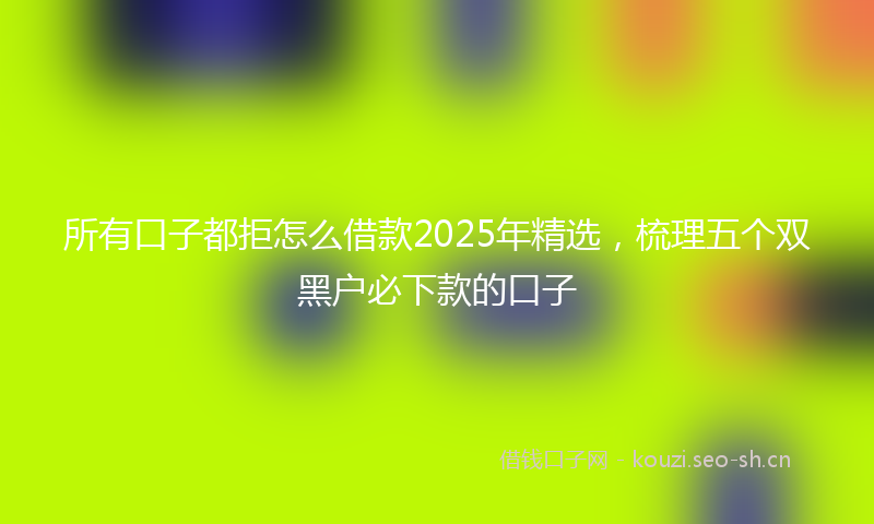 所有口子都拒怎么借款2025年精选，梳理五个双黑户必下款的口子