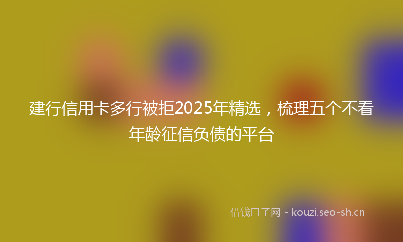 建行信用卡多行被拒2025年精选，梳理五个不看年龄征信负债的平台
