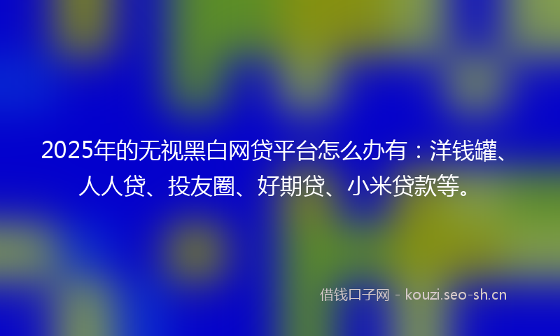2025年的无视黑白网贷平台怎么办有：洋钱罐、人人贷、投友圈、好期贷、小米贷款等。