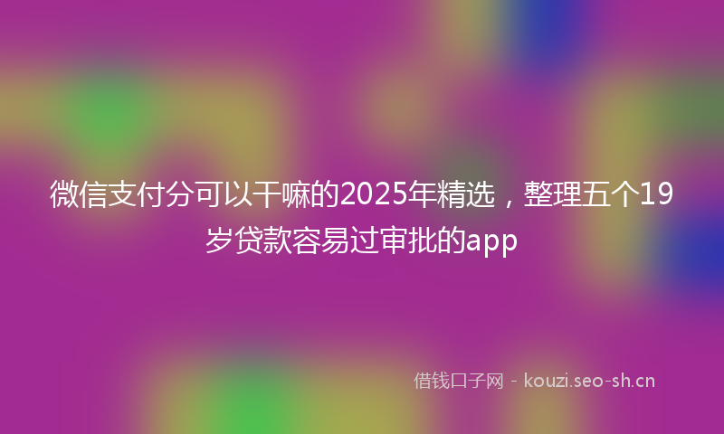 微信支付分可以干嘛的2025年精选，整理五个19岁贷款容易过审批的app