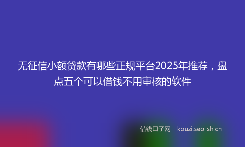无征信小额贷款有哪些正规平台2025年推荐，盘点五个可以借钱不用审核的软件