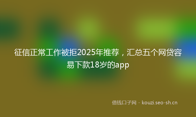 征信正常工作被拒2025年推荐，汇总五个网贷容易下款18岁的app