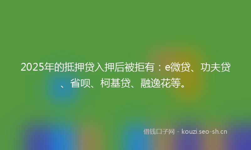 2025年的抵押贷入押后被拒有：e微贷、功夫贷、省呗、柯基贷、融逸花等。